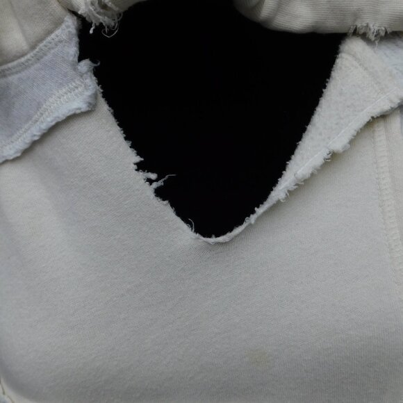 RARE Free People L Oversized Gray & Ivory Patchwork Hoodie Sweatshirt - Picture 5 of 6